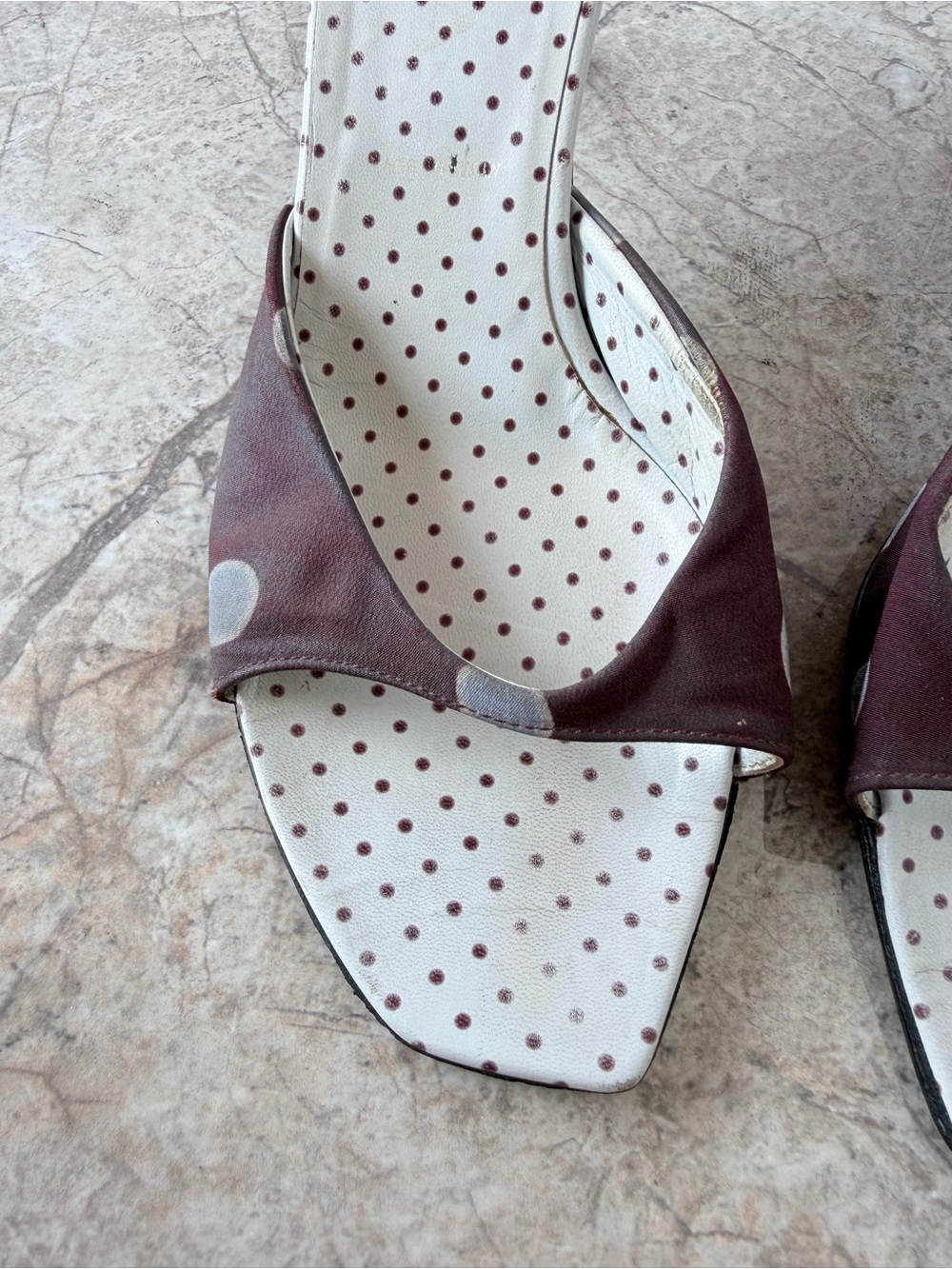 Archival Prada SS 2000 Polka Dot Silk Mule Kitten Heels - Picture 5 of 10